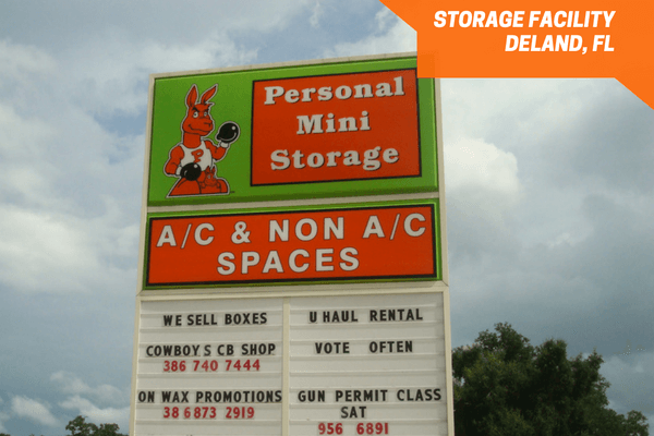 Personal Mini Storage Deland street sign