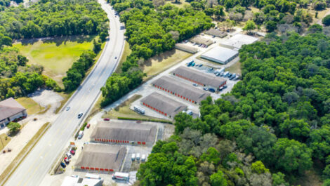 Aerial drone of storage facility in DeLand, FL