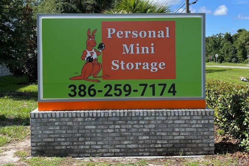 Personal Mini Storage street sign in DeLand FL