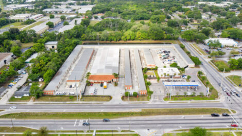 Aerial drone of storage facility in Orlando, FL