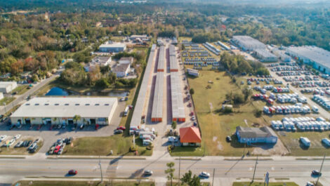 Aerial drone of storage facility in Winter Park, FL