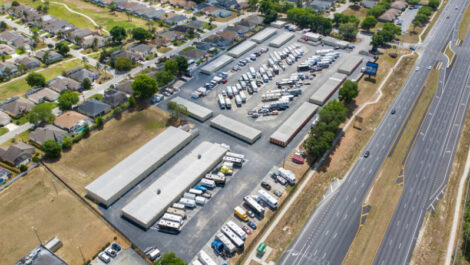 Aerial drone of storage facility in Davenport, FL