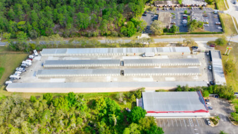 Aerial drone of storage facility in Orange City, FL