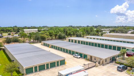 Aerial drone of storage facility in Palm Bay, FL