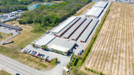 Aerial drone of storage facility in Davenport, FL