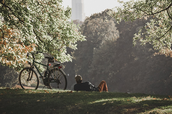 Biking in the park