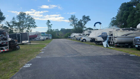 Uncovered outdoor parking spaces for boats and RVs